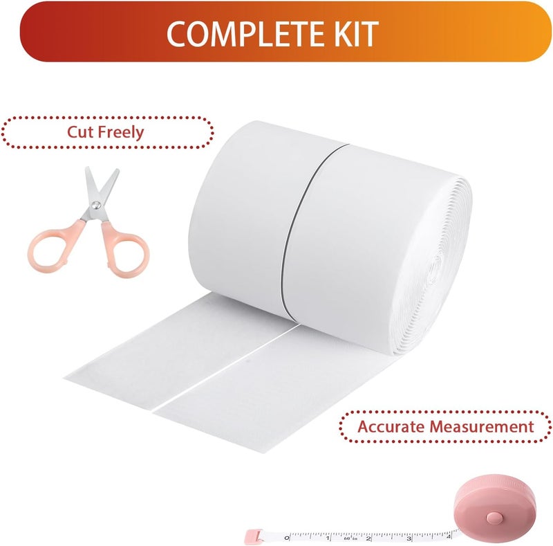 PTUNA 20Ft *3 Inch Hook and Loop Tape with Adhesive Back, Heavy Duty Double Sided Adhesive Strips, Strong Sticky Strips Roll for Home/Office/School/Car, White - Image 5